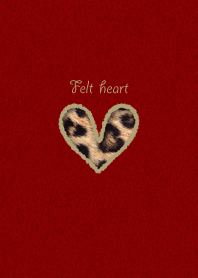 Felt heart-red/leopard pattern-