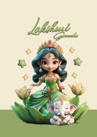 พระแม่ลักษมี&พระพิฆเนศ : สีเขียว