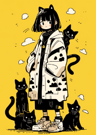 可愛少女與她的黑貓們