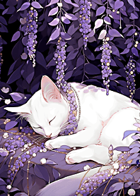 Purple fantasy white cat