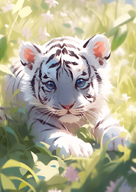 Little white tiger in the forest