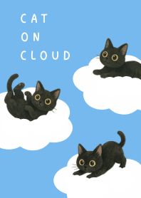 Black Cat on Cloud - Blue