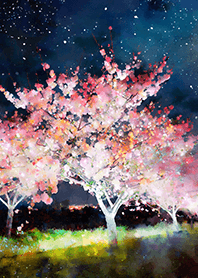 Beautiful night cherry blossoms#2874