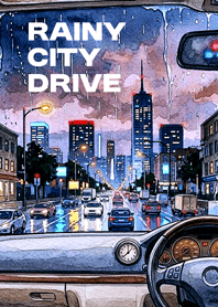 ขับรถกลางฝนในเมือง