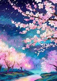 Beautiful night cherry blossoms#2199