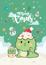 Dino Happy Christmas Day Light Green