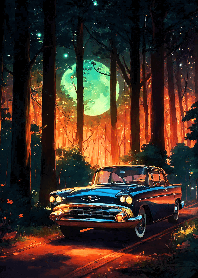 Classic car in the forest