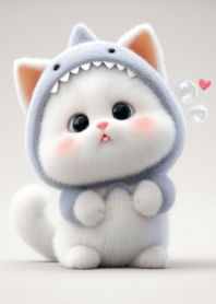 Nova white cat in a shark costume, 3_02