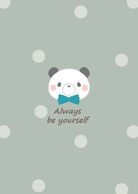 Panda and ribbon -smoky green- lu2