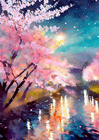 Beautiful night cherry blossoms#638
