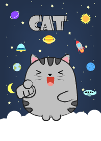 Emotions Gray Cat On Galaxy