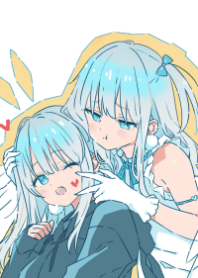 パーカーの女の子(銀髪)と銀髪天使