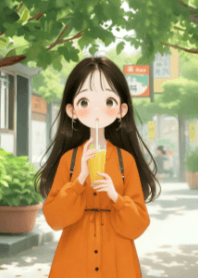 Cute Girl and Orange Juice V.1