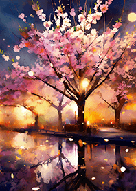 Beautiful night cherry blossoms#1577