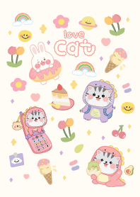 Cat cute pastel minimal : happy life