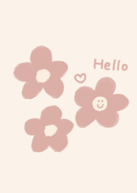 Handwritten dull pink smiling flower