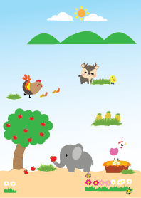 cute animals and nature theme