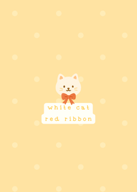 White Cat and Red Ribbon
