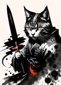 Ink wash cat samurai c0c878