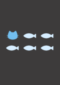 cute cat&fish.(light blue&black)