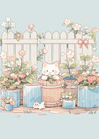 Cats in a romantic garden JP