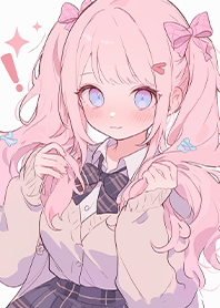 high school girl with pink twin tails JP