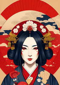 Geisha in sakura kimono 04200E