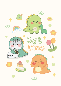Cat & Dino minimal cute