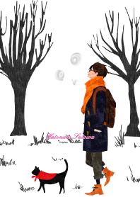 Cat and glasses and a boy [Winter]+