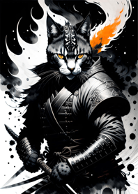 Ink wash cat samurai 1C77f6