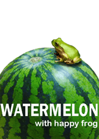 Watermelon and cute frog