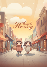 sweetie couple honeymoon in winter