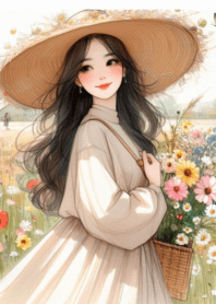 Minimal girl flower garden brown 5