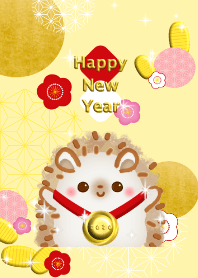 Happy New Year (hedgehog, gold medal)