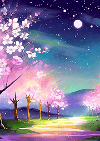 Beautiful night cherry blossoms#1713