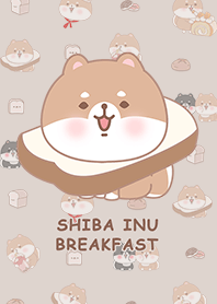ชิบะอินุ/อาหารเช้า/ขนมปังปิ้ง/สีเบจ