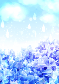 青空とあじさい