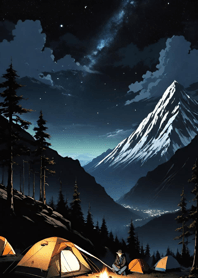 ตั้งแคมป์ในภูเขาเวลากลางคืน 7Cb6F5