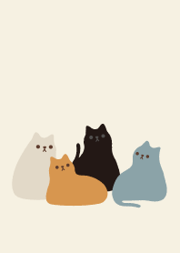 Bunch of chubby cats/white/Green