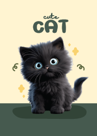 Cat Black Cute : Mid Night Green