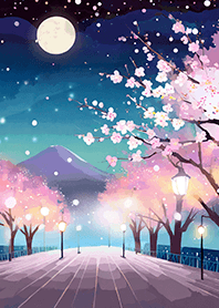 Beautiful night cherry blossoms#1325