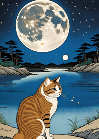 Cat under the Moon 5709Ba