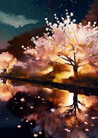 Beautiful night cherry blossoms#2785