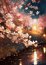Beautiful night cherry blossoms#1645