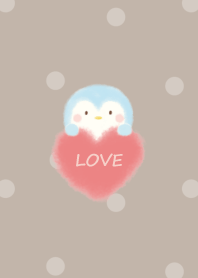 mokomoko heart -penguin- mocha dot