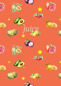 juicy fruits on red & yellow