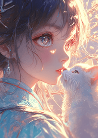 Cat Kissing Girl_Light Blue JP