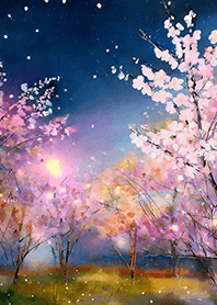 Beautiful night cherry blossoms#1827