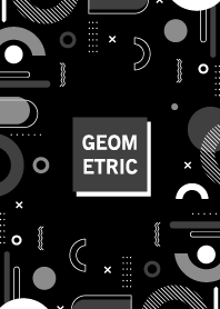 Happy Flat Geometric Black & White