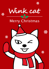 ウィンク 猫クリスマス - 赤